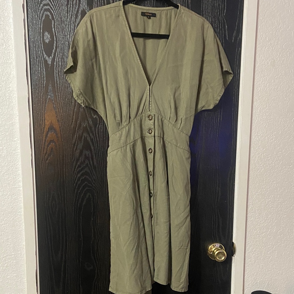 Quince Vintage Wash Tencel Button Front Dress Size Medium